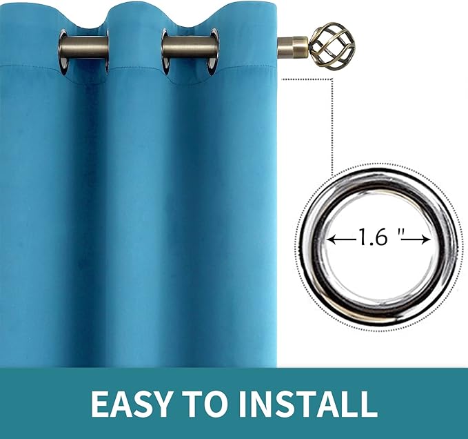 BGment Blackout Curtains - Grommet Thermal Insulated Room Darkening Bedroom and Living Room Curtains, Set of 2 Panels (52 x 45 Inch, Steel Blue)