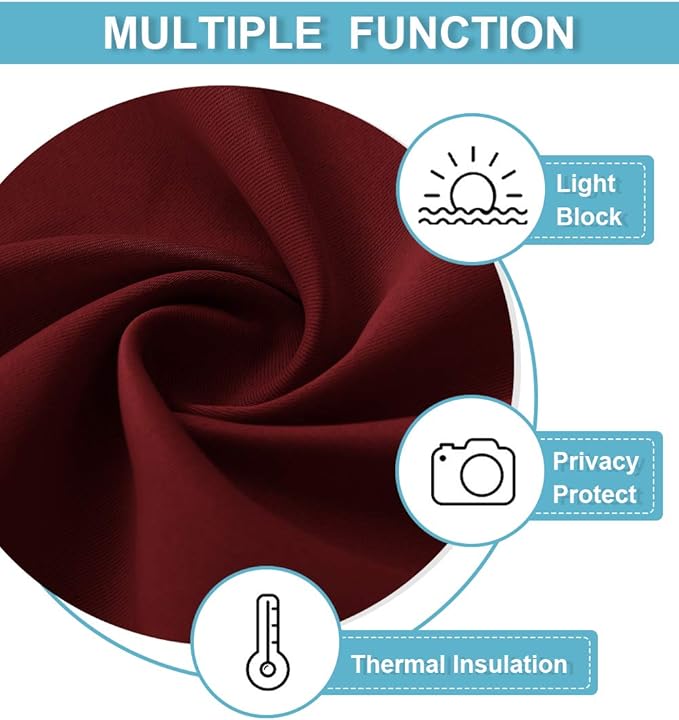 RYB HOME Cafe Blackout Curtains 24 inch Length, RV Curtains for Camper Windows, Mini Short Small Insulating Light UV Blocking Privacy Half Window Tiers, Width 29 by Length 24, Burgundy Red, 2 Panels