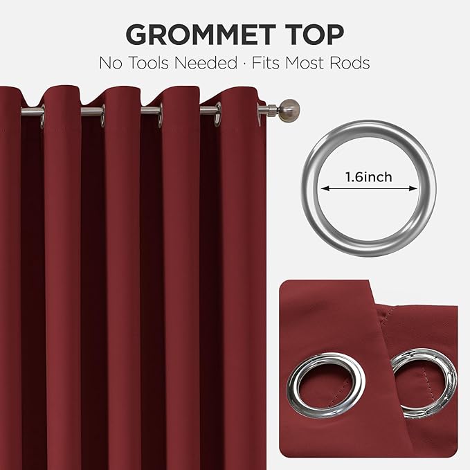 Joydeco Blackout Door Curtain for Doorway Privacy 90 Inches Long, Grommet Closet Curtain for Open Closet, Room Divider for Bedroom Living Room (Burgundy Red, 52Wx90L, 1 Panel)