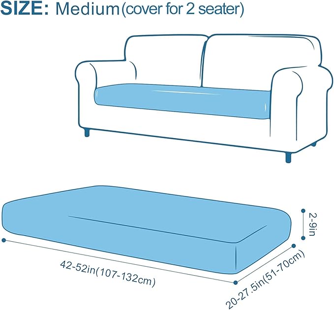 Smiry Printed Couch Cushion Covers, Stretch Soft Couch Covers for Sofa, Washable Non-Slip Sofa Slipcover Furniture Protector for Indoor and Outdoor (Medium,Grey and Black)