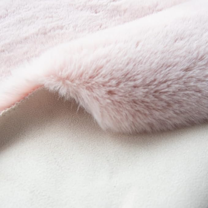 ORINOVA Living Room Rugs 8x10 Area Rugs for Bedroom Pink Shag Washable Faux Rabbit Fluffy Fur Rug Large Boho Nursery Rug