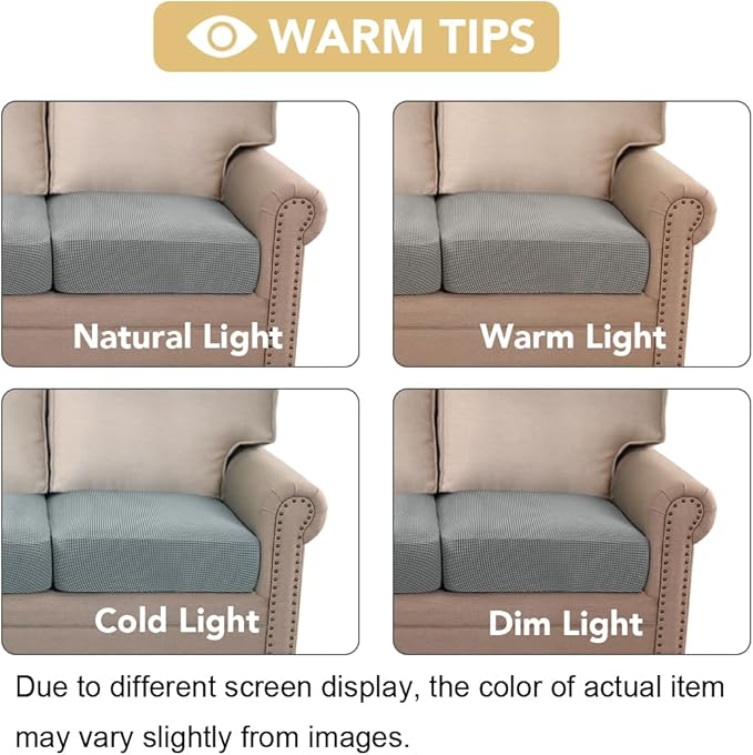 H.VERSAILTEX Super Stretch Individual Seat Sofa Covers Couch Slipcover Sets Thick Jacquard Textured Twill Fabric (2 Piece Medium Cushion Covers, Dove)