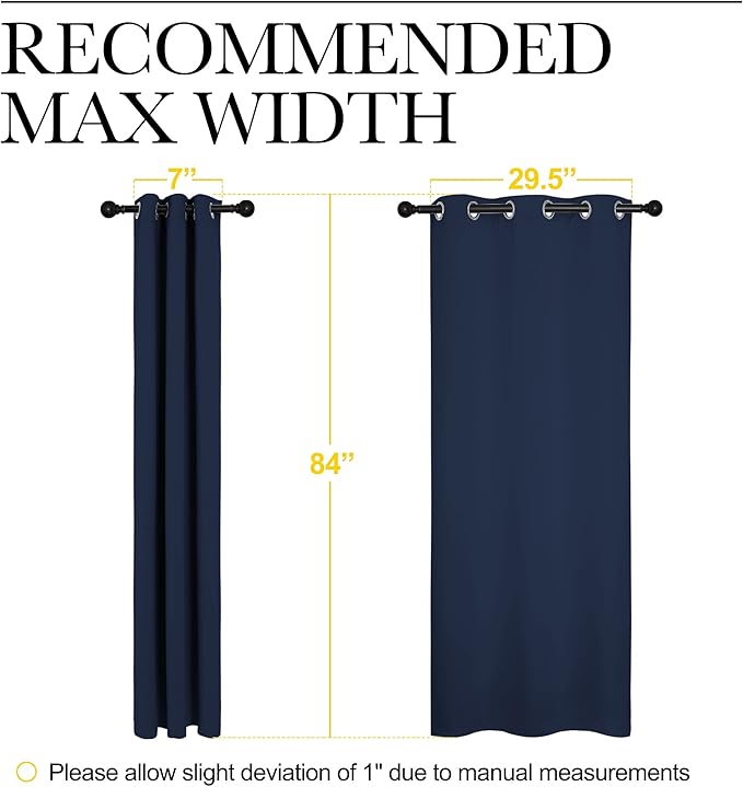 NICETOWN Blackout Curtain Panels, Window Treatment Energy Saving Thermal Insulated Solid Grommet Blackout Drapes/Draperies (Navy, 1 Pair, 34 by 84-inch)