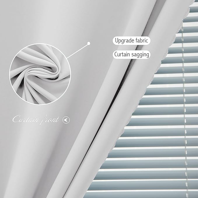 Blackout Curtains for Bedroom Sticky Curtain Blackout Window Cover Self Adhesive Curtains Rod No Drillng, 59" W X 59" L, Light Grey, 1 Panel