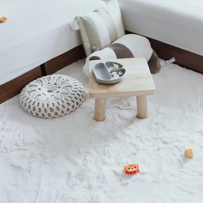 Ghouse Faux Rabbit Fur Round Rug 8ft White Round Rugs for Bedroom Decor Fluffy Area Rugs for Living Room, no-Shedding Carpet Sheepskin Washable Rug Rome Decor