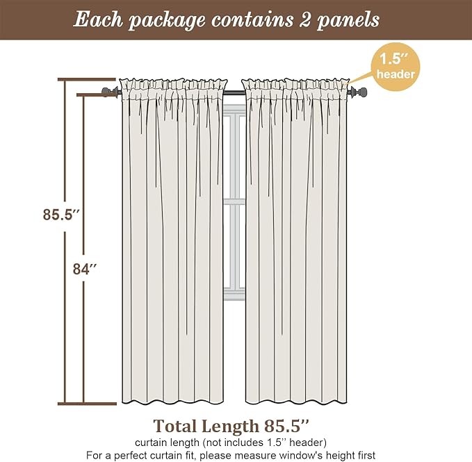 Chyhomenyc Light Grey Sheer Curtains 84 Inch Length 2 Panels, Light Filtering Soft Airy Voile Rod Pocket Sheer Window Drapes for Bedroom Living Room, Each 42Wx84L Inches