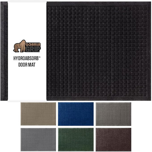 GORILLA GRIP® Ultra Absorbent Front Door Mat Outside Entrance 72x24, Traps Dirt and Moisture, HydroABSORB Indoor Outdoor Doormat Holds Up to 2.75 Cups Water, Stain and Fade Resistant Welcome Mat Black