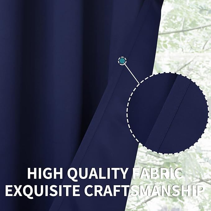 BGment Blackout Curtains for Living Room - Grommet Thermal Insulated Room Darkening Curtains for Bedroom, Set of 2 Panels (42 x 72 Inch, Navy Blue)