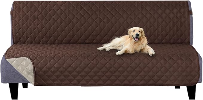 U-NICE HOME Futon Sofa Covers Reversible Sofa Slipcover Armless Furniture Protector Couch Cover Water Resistant (Futon, Coffee/Beige)