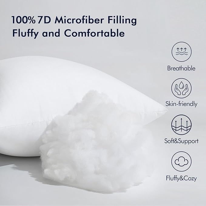 MIULEE 18x18 Inch Throw Pillow Insert Set of 4,Premium Pillow Stuffer Sham Square for Decorative Cushion Bed Couch Sofa