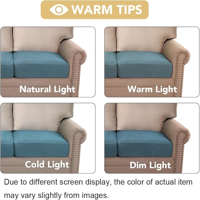 H.VERSAILTEX Super Stretch Individual Seat Cushion Covers Sofa Covers Couch Cushion Covers Slipcover Sets Thick Jacquard Textured Twill Fabric (2 Piece Medium Sofa Cushion Covers, Storm Blue)