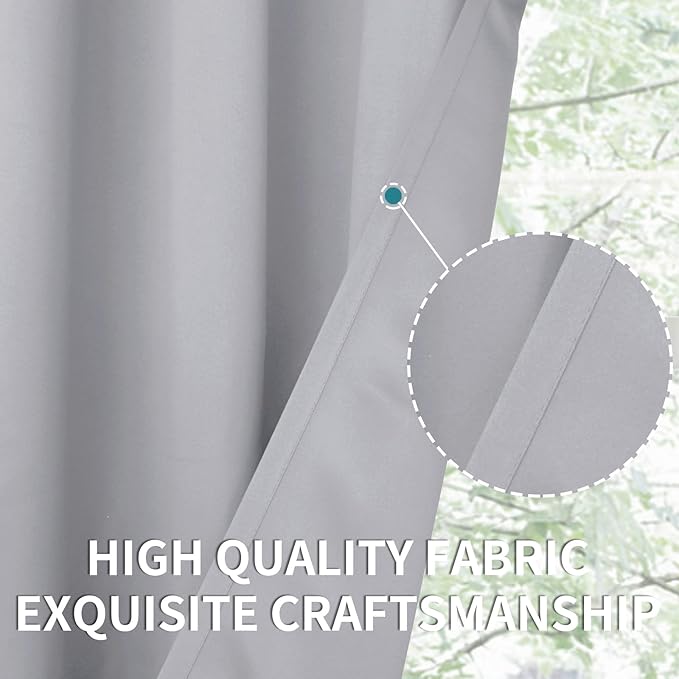 BGment Room Darkening Curtains 72 Inches Long - Grommet Thermal Insulated Drapes Window Treatment Curtains for Bedroom, 2 Panels, 52 x 72 Inch, Light Grey