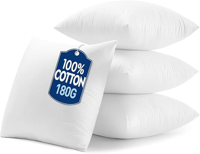MIULEE 12x12 Pillow Inserts,Set of 4 100% Virgin Microfiber with Cotton Cover Throw Pillows for Couch Sofa and Bed