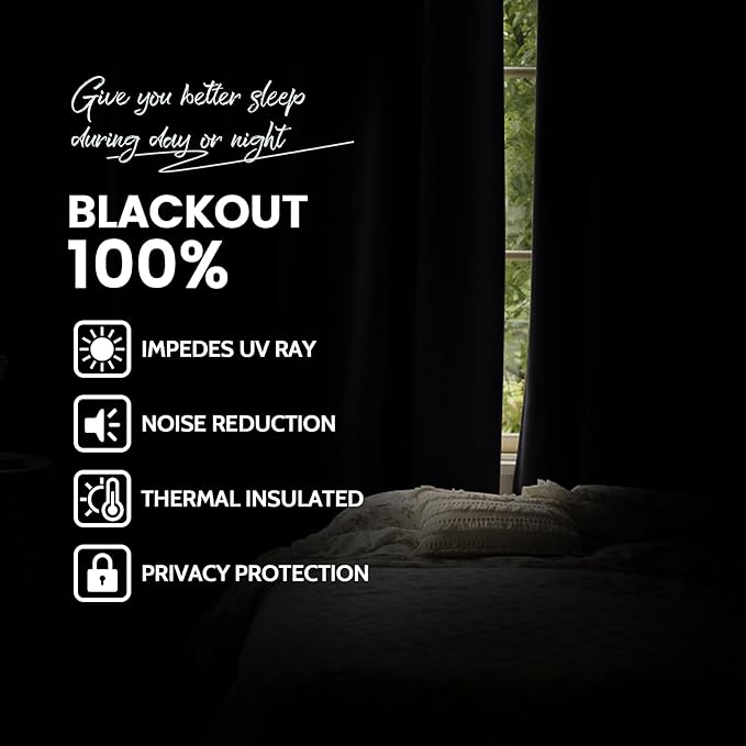 Yakamok Room Darkening 100% Blackout Curtains Grommet Window Treatments with 2 Thick Layers-Purple Thermal Insulated Drapes Set of 2 Panels for Bedroom Living Room 38 Inches by 63 Inches Length