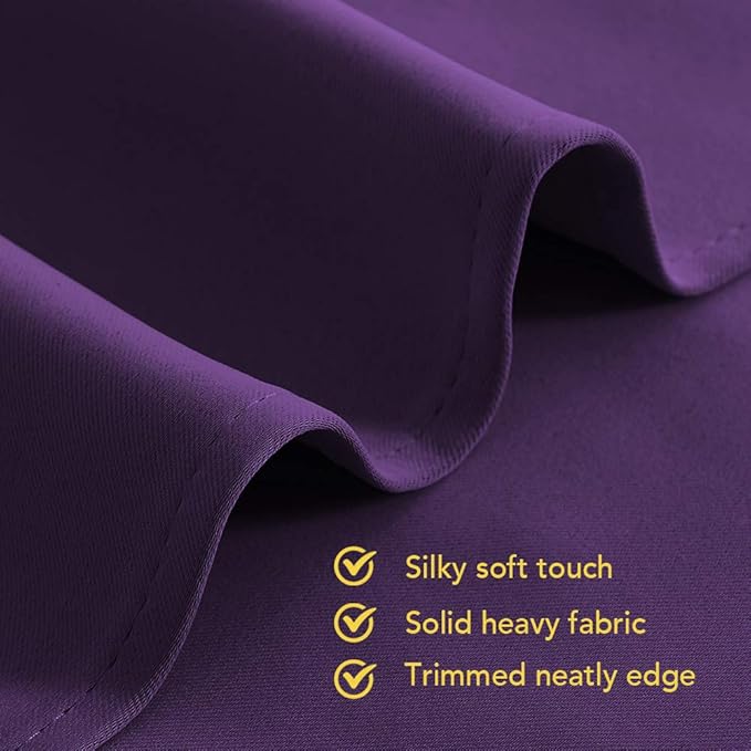 NICETOWN Bedroom Curtains Blackout Drapery Panels, 2 Panels, 70 x 108 inches, Royal Purple, Three Pass Microfiber Thermal Insulated Solid Ring Top Blackout Window Curtains/Drapes