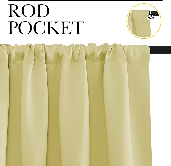 NICETOWN Blackout Curtains for Living Curtains, Paler Yellow, Set of 2, 52 by 63 Inch, Window Treatment Blackout Curtain Panels, Home Decor Thermal Insulated Solid Drapes for Bedroom