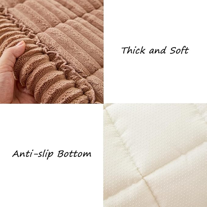 Couch Cover for Dogs Washable, Fuzzy Pet Couch Covers for 3 Cushion Sofa Pet Friendly, Non Slip Sofa Cover (Dark Brown, 35" x 63"/90 x 160cm)