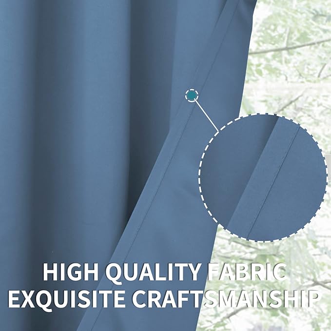 BGment Blackout Curtains for Bedroom - Grommet Thermal Insulated Room Darkening Curtains for Living Room, Set of 2 Panels (52 x 84 Inch, Faded Denim)