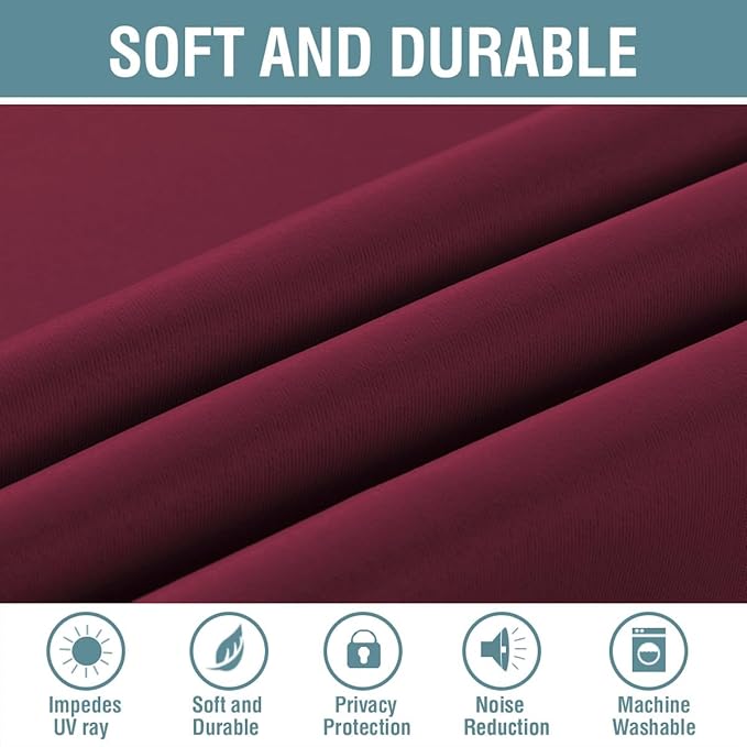 H.VERSAILTEX Light Blocking Blackout Curtains Window Treatment Thermal Insulated Grommet Energy Saving Curtains/Drapes for Bedroom/Living Room (52 x 102 Inch, Burgundy Red)