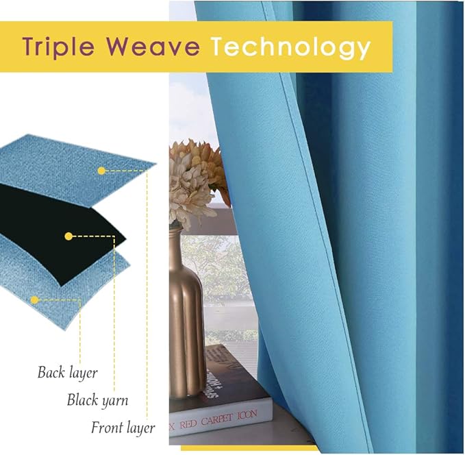 NICETOWN Window Treatment Blackout Curtain Panels, Home Décor Thermal Insulated Solid Grommet Blackout Draperies/Drapes for Bedroom (Teal Blue, Set of 2, 42 by 72 Inch)