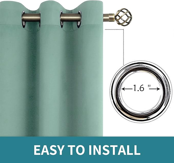 BGment Blackout Curtains - Grommet Thermal Insulated Room Darkening Bedroom and Living Room Curtains, Set of 2 Panels (38 x 54 Inch, Frosty Green)