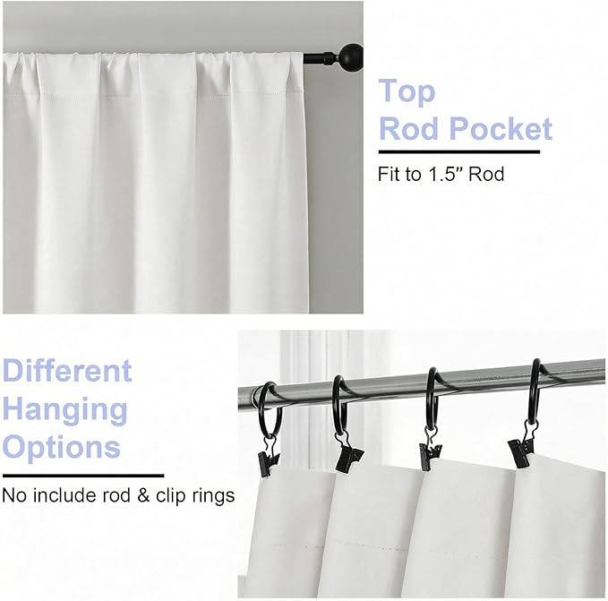 Simplebrand Ava Light Beige Light Filtering Curtains for Bedroom 72 Inch Length 2 Panels Set, Privacy Thermal Insulated Rod Pocket Door Window Curtains for Patio French Door Front Door, W40 x L72 Inch