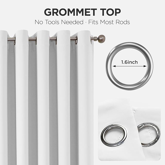 Joydeco Blackout Door Curtain for Doorway Privacy 78 Inches Long, Grommet Closet Curtain for Open Closet, Room Divider for Bedroom Living Room (Pure White 52Wx78L, 1 Panel)