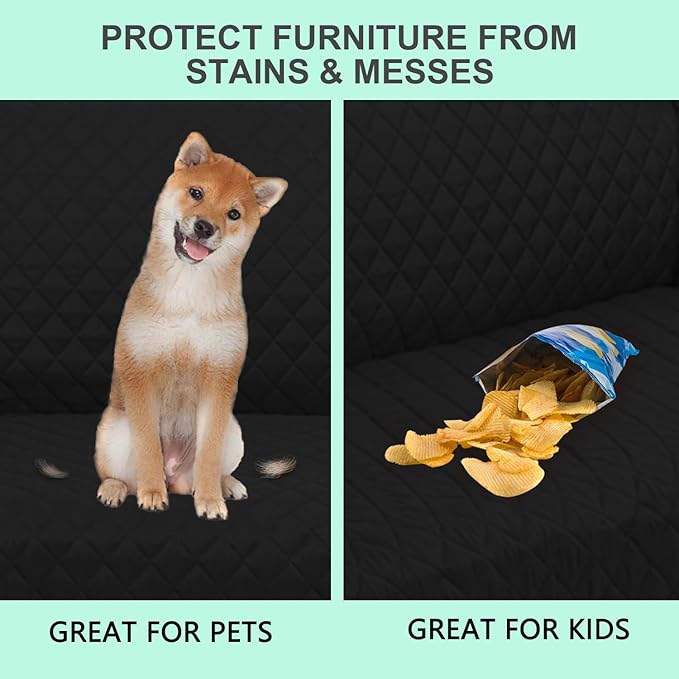Recliner Chair Covers Reversible Sofa Cover Couch Cover for Pets Lazy Boy Furniture Protector(28''Recliner,Black/Grey)