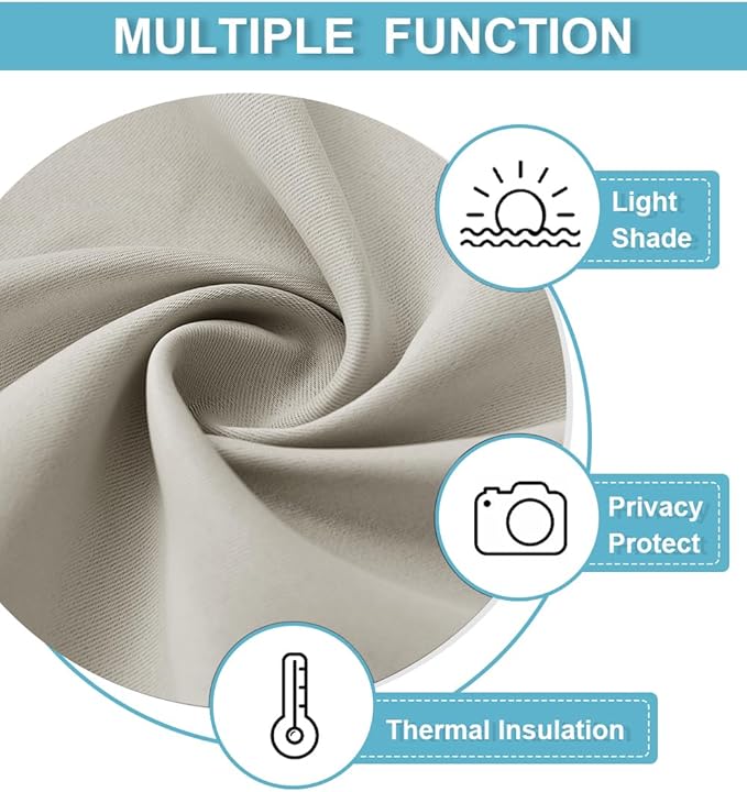 RYB HOME Basement Bathroom Kitchen Cafe Privacy Curtains, Short Insulating Light UV Heat Blocking Privacy Curtain Tiers for Laundry Room, Width 34 by Length 30, Natural, 2 Panels