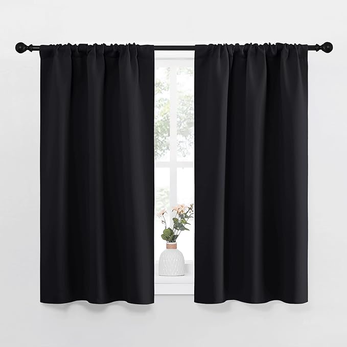 NICETOWN Black Out Curtain Panels for Kitchen - Energy Smart Decoration Thermal Insulating Blackout Drapes/Draperies for Small Window (2 Panels, 29 inches Wide by 40 inches Long)