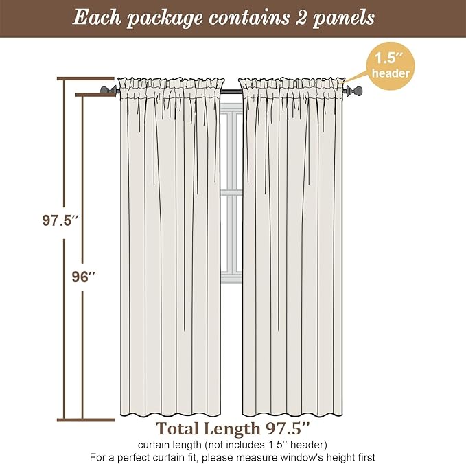 Chyhomenyc Aqua Sheer Curtains 96 inches Long 2 Panels, Light Filtering Soft Airy Solid Elegant Voile Window Treatment Drapes for Bedroom Living Room, 42Wx96L, 8FT L