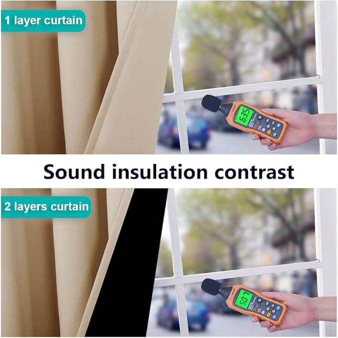 NICETOWN 100% Blackout Blinds, Set of 2, 46" x 102", Biscotti Beige, Laundry Room Decor Window Treatment Curtains for Large Patio Sliding Door, Thermal Insulated Curtains for Bedroom
