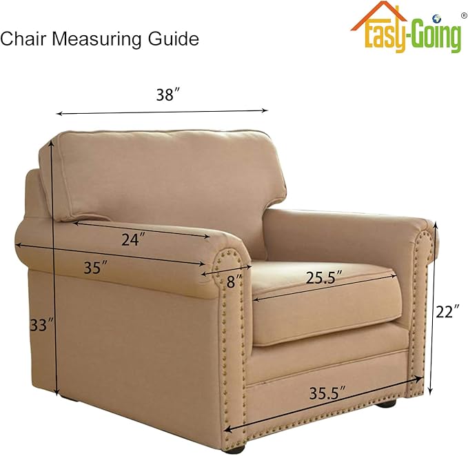 Easy-Going Stretch Chair Sofa Slipcover 1-Piece Couch Sofa Cover Furniture Protector Soft with Elastic Bottom for Kids, Pet. Spandex Jacquard Fabric Small Checks (Chair, Cream)
