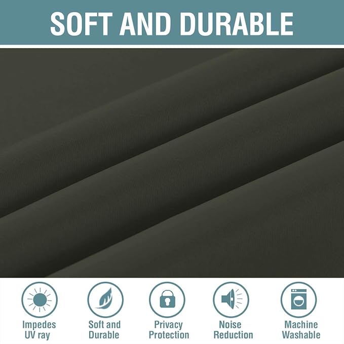 H.VERSAILTEX Blackout Curtain for Living Room Thermal Insulated Window Treatment Curtain Extra Long 63 inch Length Energy Saving Solid Grommet Top Blackout Drape, One Panel, Olive, 52" W x 63" L