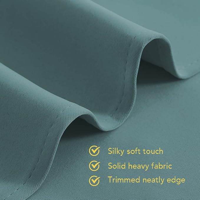NICETOWN Bedroom Curtains Blackout Drapery Panels, 2 Panels, 70 x 108 inches, Greyish Blue, Three Pass Microfiber Thermal Insulated Solid Ring Top Blackout Window Curtains/Drapes