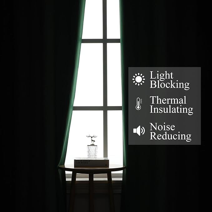 Estelar Textiler Black and Green Ombre Blackout Curtains for Living Room,Energy Efficient Room Darkening Drapes, Grommet Thermal Insulated Window Treatments for Bedroom,52Wx72L,2 Panels