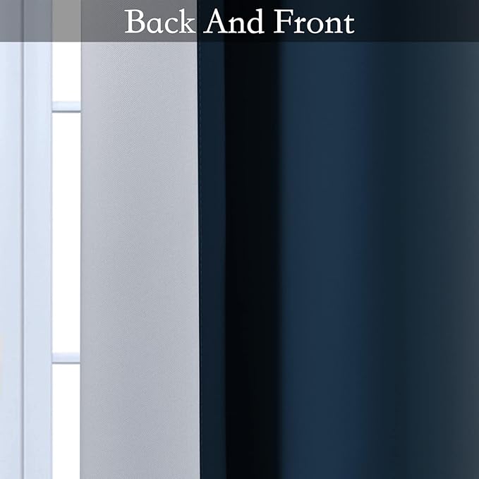 SimpleHome Navy Blue Ombre Room Darkening Curtains for Living Room, Light Blocking Gradient Thermal Insulated Grommet Window Curtains/Drapes for Bedroom, 2 Panels, 52x63 inches Length