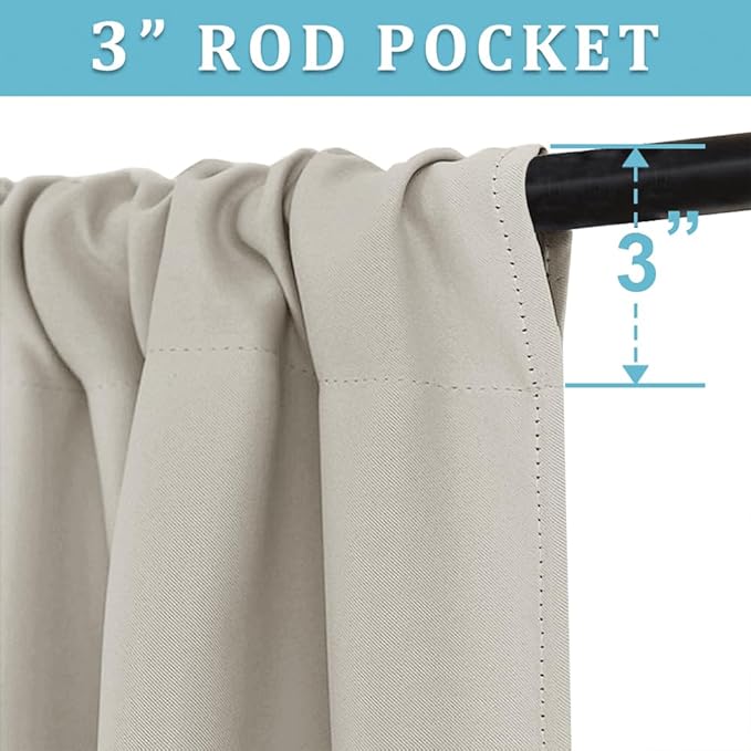 RYB HOME RV Curtains for Camper Windows, Mini Small Thermal Insulated Sunlight Heat Blocking Blocking Privacy Portable Curtains for Travel Trailer, Width 34 by Length 24, Natural, 2 Panels