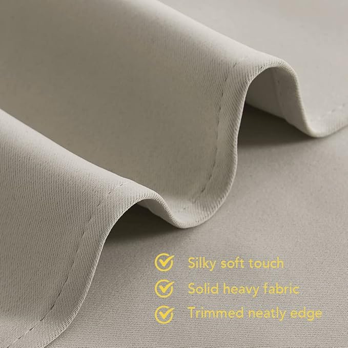 NICETOWN Room Darkening Short Curtain Panels for Cafe, Natural, 2 Panels, W34 x L40 -inch, Thermal Insulated Grommet Room Darkening Draperies/Drapes for Window