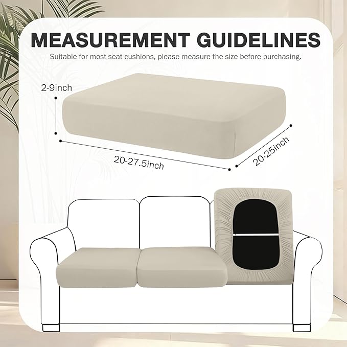 hyha 12Pcs Patio Cushion Covers, Stretch Outdoor Couch Cushion Covers Replacement, Washable Outdoor Chair/Sofa Slipcovers for Patio Furniture Cushions Protector with Elastic Bottom(Taupe,Cover Only)