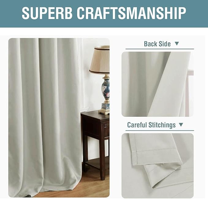 H.VERSAILTEX Blackout Curtain for Living Room Small Window Kitchen Blackout Curtains 45 inch Length Energy Saving Solid Grommet Blackout Drape, One Panel, Pale Oak, 52" W x 45" L