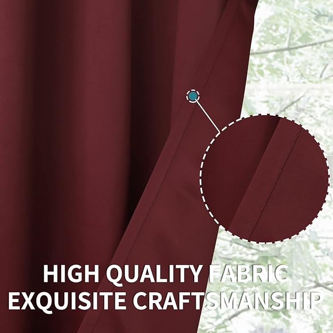 BGment Blackout Curtains - Grommet Thermal Insulated Room Darkening Bedroom and Living Room Curtains, Set of 2 Panels (52 x 108 Inch, Burgundy)