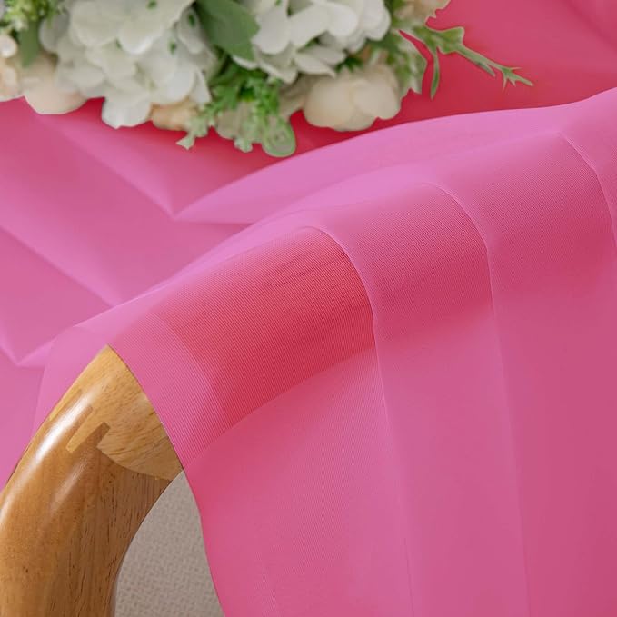 OWENIE Hot Pink Sheer Curtains for Bedroom Living Room 72 Inches Long 2 Panels Set, Modern Light Filtering Sheer Curtain Rod Pocket Clear Drapes for Window Sliding Door, Hot Pink, Each 42 x 72 Inch