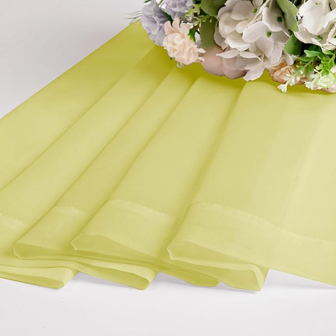 OWENIE Lemon Sheer Curtains for Bedroom Living Room 96 Inches Long 2 Panels Set, Soft Solid Light Filtering Clear Sheer Ceiling to Floor for Large Window, 2Pcs, Each 42" W x 96" L, Lemon