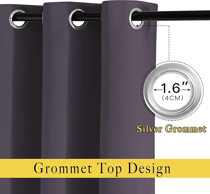 NICETOWN Living Room Window Curtain Drapes Extra Long & Wide - Living Room Panels Grommet Top Window Treatment for Hall & Guest Room (W80 x L108, Greyish Purple, 2 Pieces)