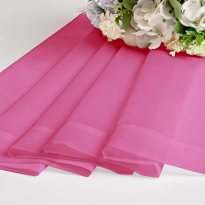 OWENIE Hot Pink Kitchen Sheer Curtains for Bedroom Living Room 45 Inch Length, Bedroom, Soft Solid Light Filtering Voile Short Sheer Curtain for Small Window, 42" W x 45" L, Hot Pink