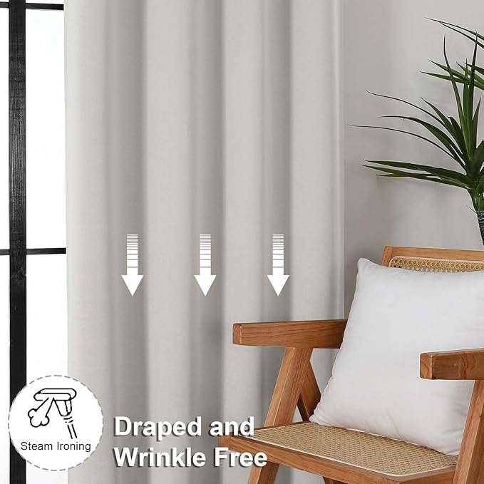 Simplebrand Ava Natural Short 24 Inches Blackout Curtain 2 Panels Set, Half Window Rod Pocket Privacy Curtain Tiers for Kitchen, Curtains Blackout for Bathroom Shades, W30 x L24 Inch, Natural