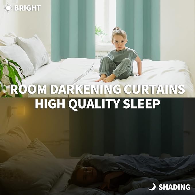 BGment Blackout Curtains - Grommet Thermal Insulated Room Darkening Bedroom and Living Room Curtains, Set of 2 Panels (42 x 72 Inch, Frosty Green)
