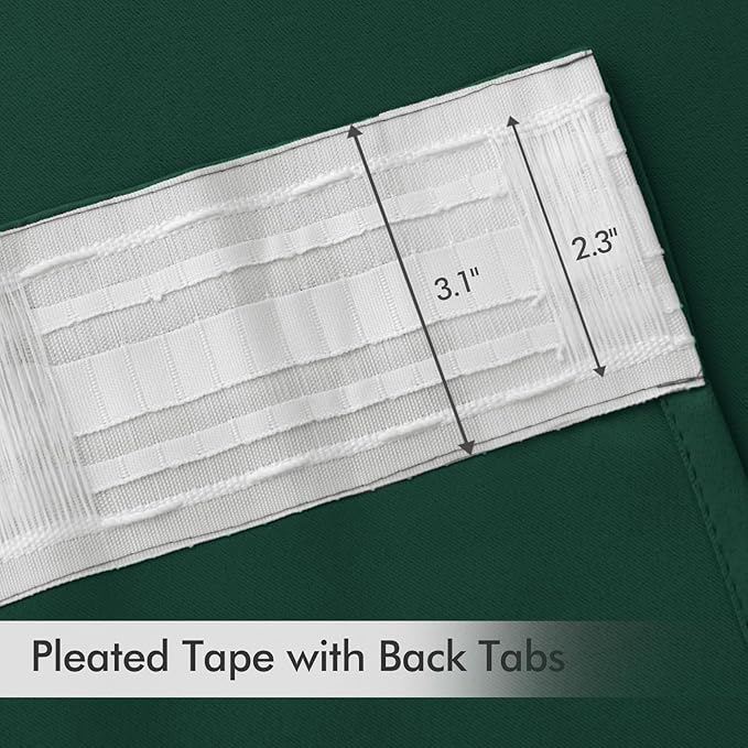MIULEE Christmas Hunter Green Back Tab Blackout Curtains 84 Inch Length 2 Panels Set for Living Room Bedroom, Rod Pocket/Pinch Pleat Thermal Insulated Room Darkening Pleated Light Blocking Drapes