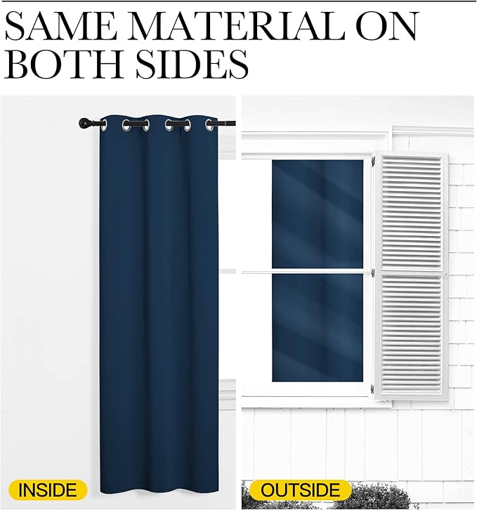 NICETOWN Moroccan Blue Blackout Curtain Panels for Bedroom, 2 Panels, W42 x L40-inch, Thermal Insulated Grommet Top Blackout Draperies and Drapes for Basement